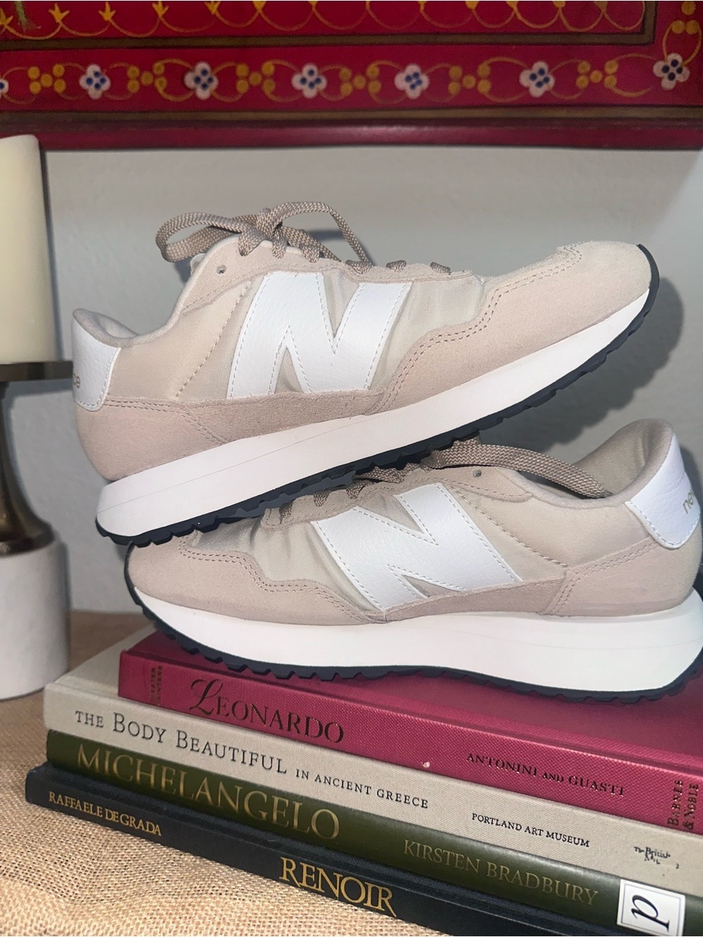 New Balance 237 Beige and White Retro Runner Sneaker - Picture 9 of 9